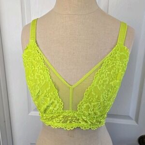 Savage X Fenty Curvy Lace Floral Mesh Bralette Plus‎ Size 2X Lime Green Lingerie